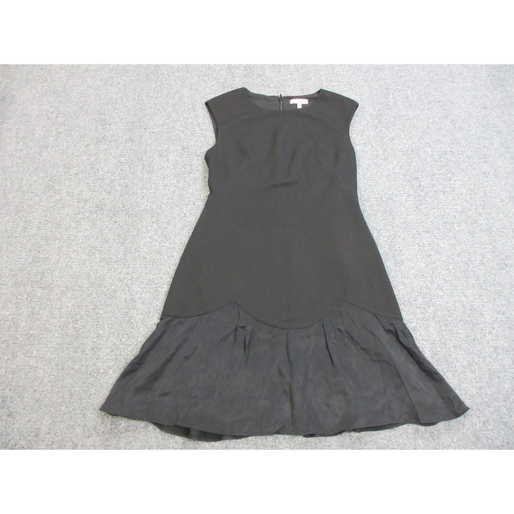 Rebecca Taylor Dress Womens 6 Black Sleeveless Flounce Hem Textured LBD Cocktail